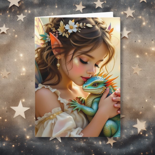 Carte Fée et Dragon Fille Mystique d'Anniversaire (Créateur téléchargé)