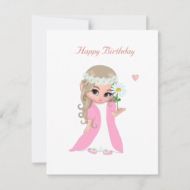Carte Fée mignonne à l'anniversaire blanc (Devant)
