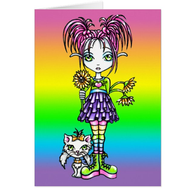 Carte féerique d'art de fleur de "marguerite" de (Devant)