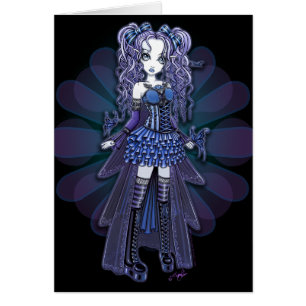 Carte féerique d'art de papillon pourpre de