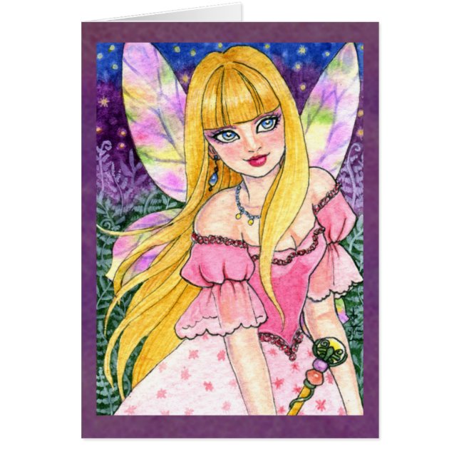 Carte féerique d'imaginaire de fleur de papillon (Devant)
