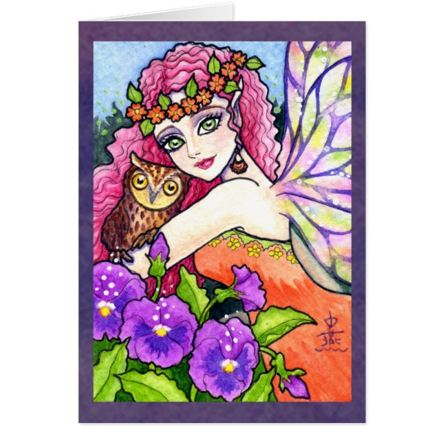 Carte féerique d'imaginaire de fleur de papillon (Devant)