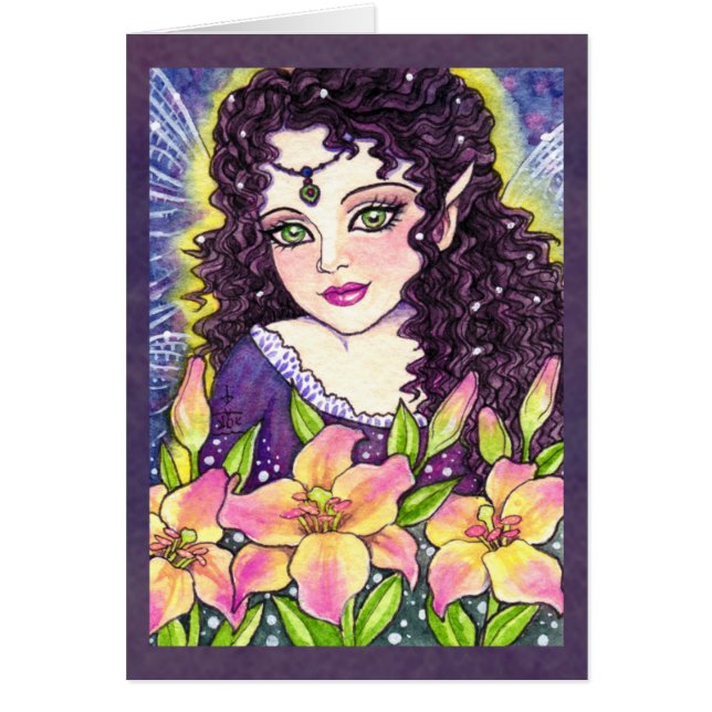Carte féerique d'imaginaire de fleur de papillon (Devant)