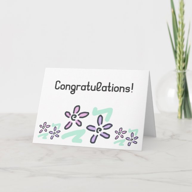 Carte Félicitation ! - Fleurs Pastel (Devant)