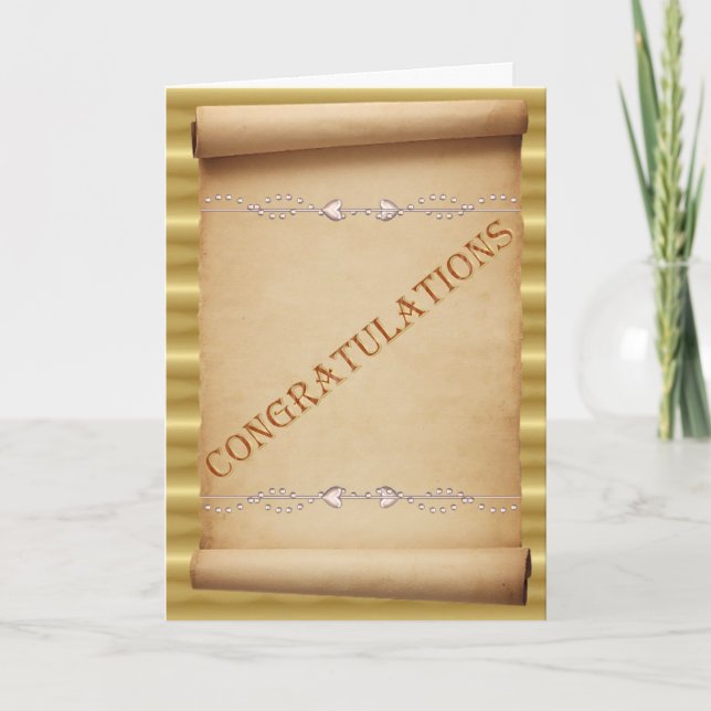 Carte Félicitation pour le mariage. Défilement mariage (Devant)