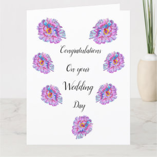 Carte Félicitation pour le mariage. Voiture à fleurs géa