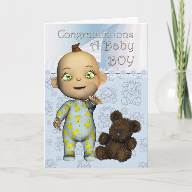 Carte Félicitations A Baby Boy Card avec dessin (Devant)