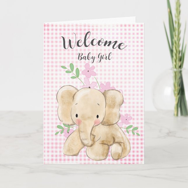 Carte Félicitations à Baby Girl Elephant (Devant)