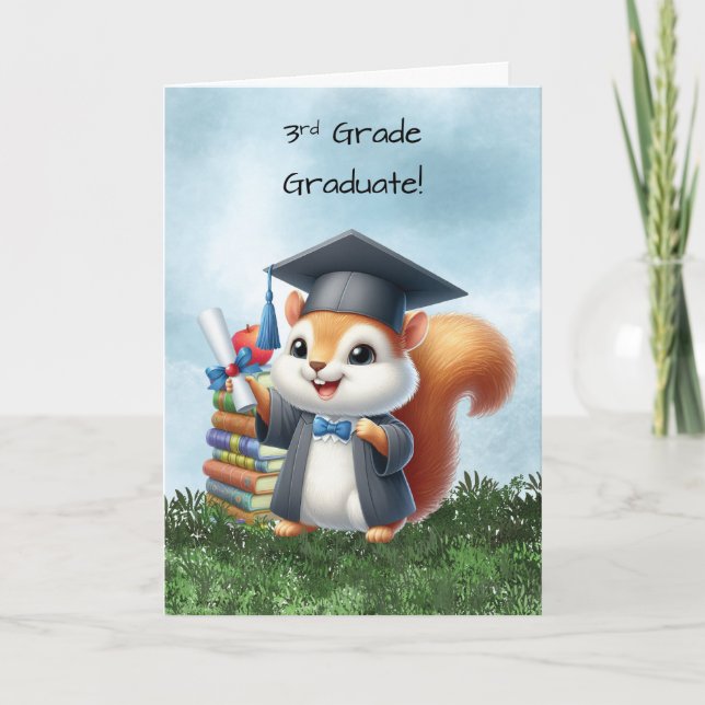Carte Félicitations à Boy Squirrel de troisième année (Devant)