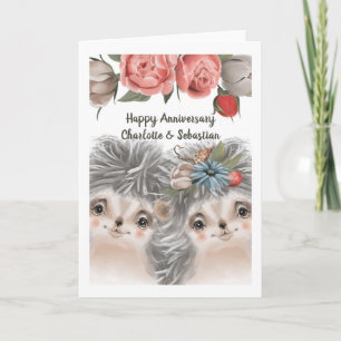 Carte Félicitations à Happy Anniversary Hedgehog Couple