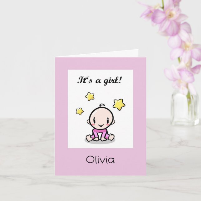 Carte Félicitations À La Fille Du Bébé customisée Avec T (Orchidée)