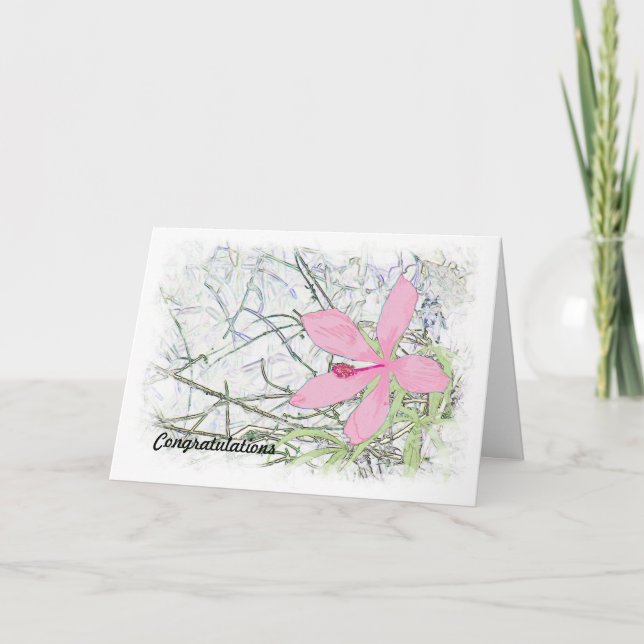Carte Félicitations à la fin du secondaire Pink Hibisc (Devant)