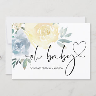 Carte Félicitations à la grossesse Baby shower Floral bl