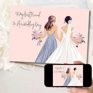 Carte Félicitations à la mariée avec la demoiselle d'hon