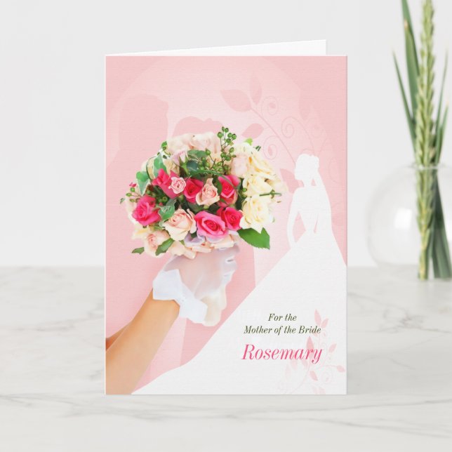 Carte Félicitations à la mère de la mariée en rose (Devant)