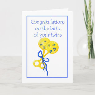 Carte Félicitations à la naissance de jumeaux