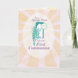 Carte Félicitations à la première communion nièce