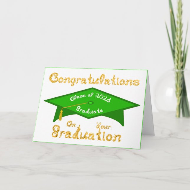 Carte Félicitations à la promotion 2026 diplômé(e) Vert  (Devant)