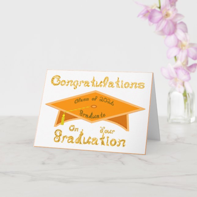 Carte Félicitations à la promotion 2026 Diplômés Orange  (Orchidée)