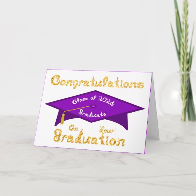 Carte Félicitations à la promotion 2026 diplômés pourpre (Devant)