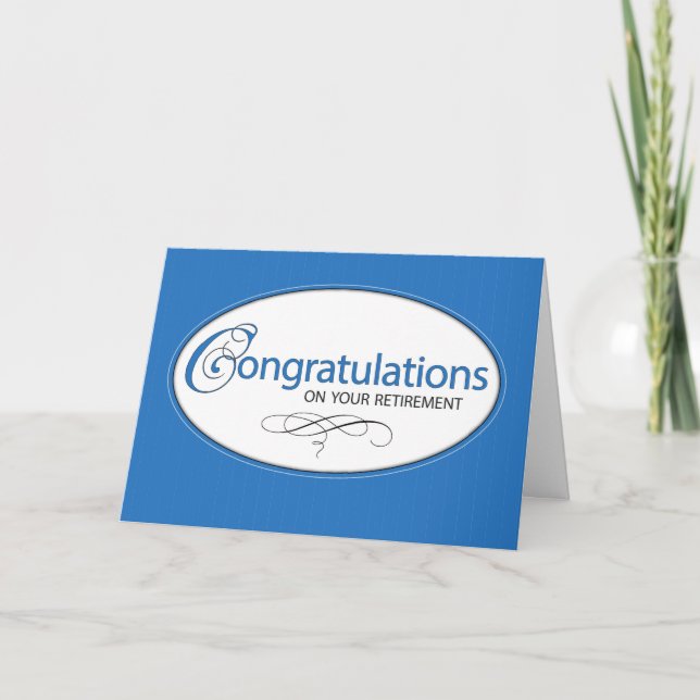 Carte Félicitations à la retraite Elegant Blue (Devant)