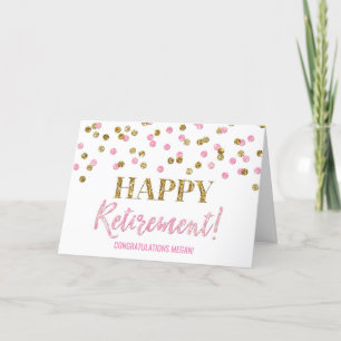 Carte Félicitations à la retraite joyeuse Pots d'or rose