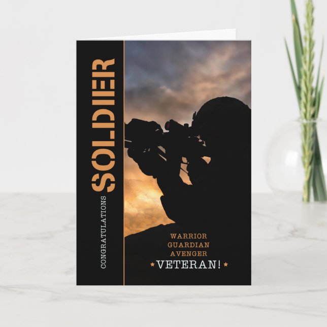 Carte Félicitations à la retraite militaire soldat (Devant)