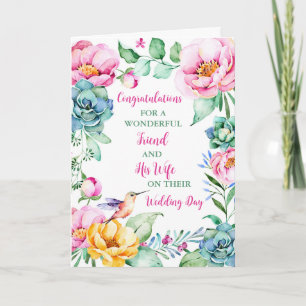 Carte Félicitations à l'ami et sa femme pour le mariage