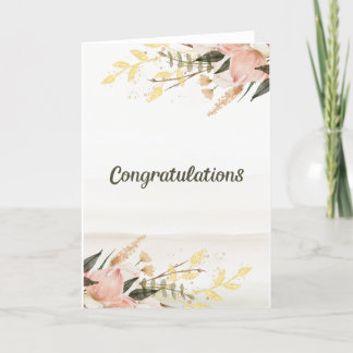 Carte Félicitations à l'aquarelle mariage rouge florale