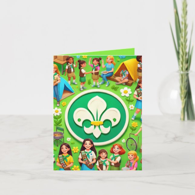 Carte Félicitations à l'honneur des filles scout pour le (Devant)