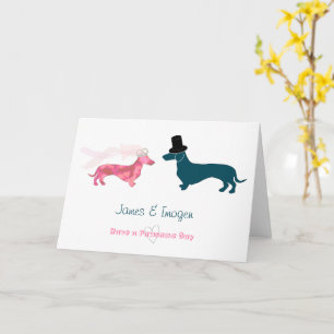 Carte Félicitations à Mignonne Mariage Dachshund