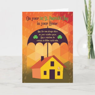 Carte Félicitations à New House, Umbrella Over House