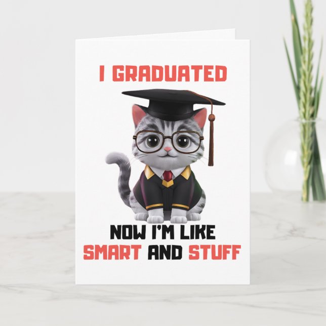 Carte Félicitations à Smart Grad, Drôle Diplôme de Chat (Devant)