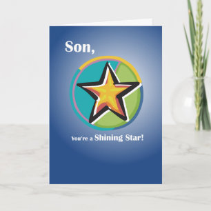 Carte Félicitations à Son avec Shining Star sur Blue