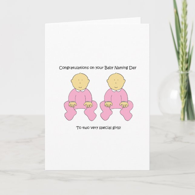 Carte Félicitations à Twin Baby Girls Naming Day. (Devant)