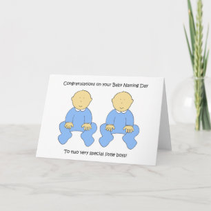 Carte Félicitations à Twin Boys Baby Naming Day.