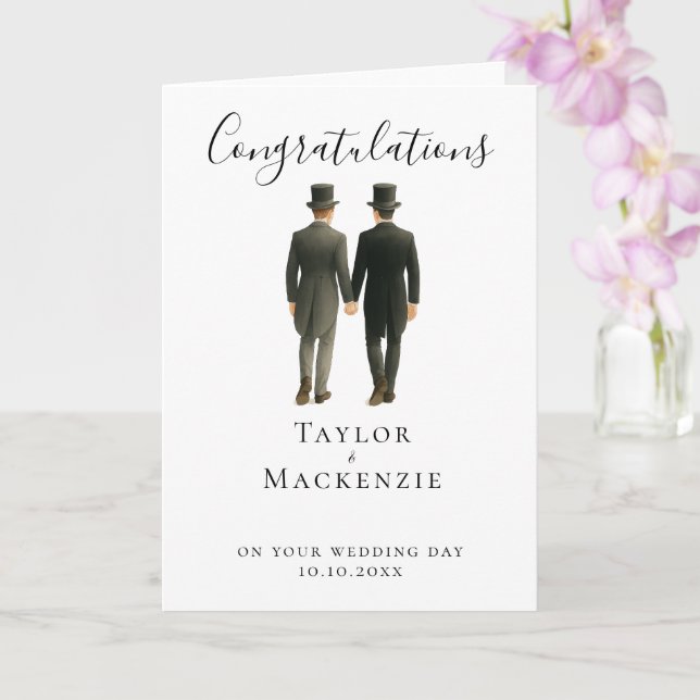 Carte Félicitations à Two Grooms pour votre mariage (Orchidée)