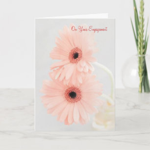 Carte Félicitations à votre fiançailles. Gerbera rose