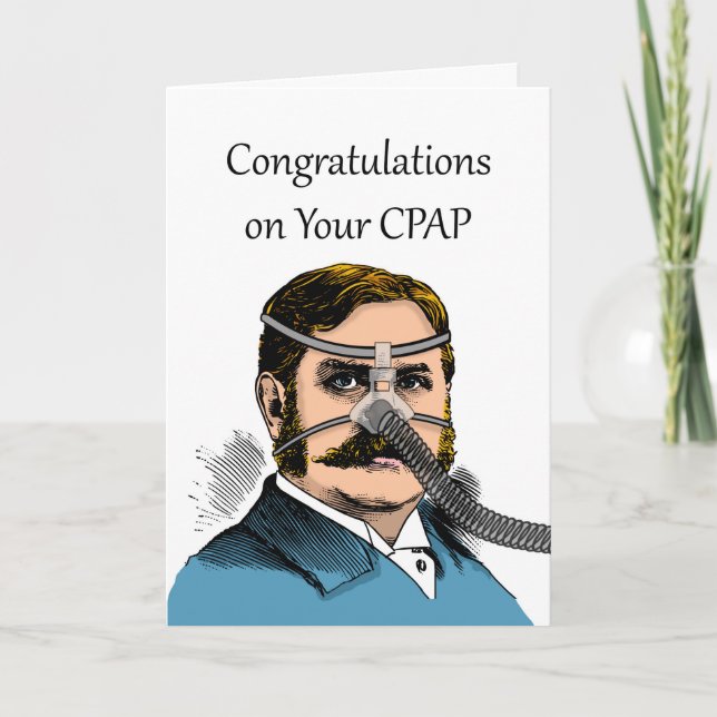 Carte Félicitations amusantes pour CPAP, Mustache Man (Devant)