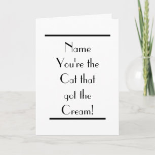 Carte Félicitations Art Déco Chat a obtenu de la Crème