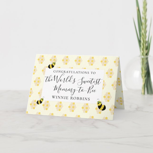 Carte Félicitations au Baby shower d'abeilles mignonnes  (Devant)