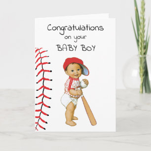 Carte Félicitations au baseball pour votre bébé garçon