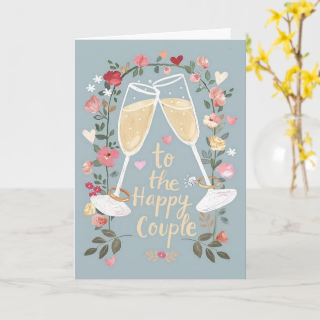 Carte Félicitations au couple heureux (Fleur jaune)