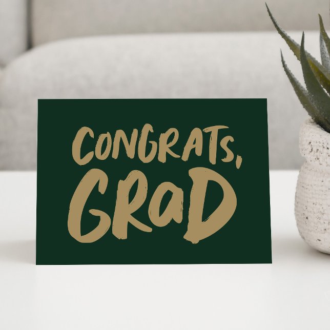 Carte Félicitations au diplômé, simple, vert, or graduat (Créateur téléchargé)
