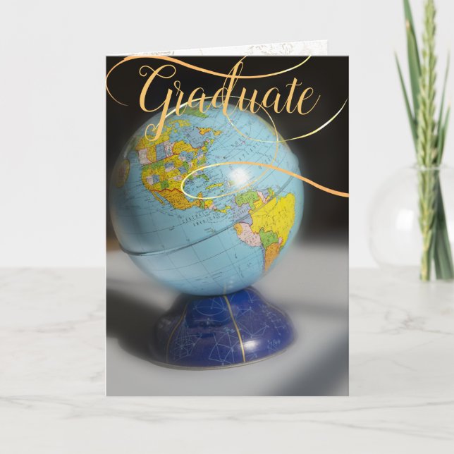 Carte Félicitations au Globe pour la graduation (Devant)
