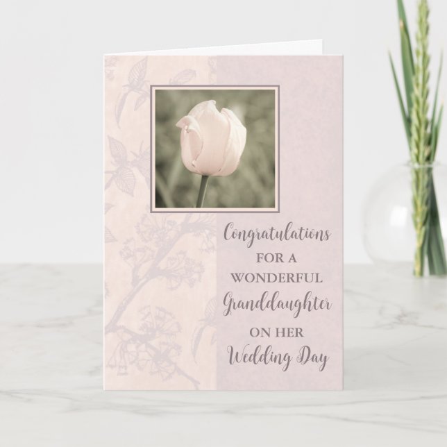 Carte Félicitations au Mariage Pink Tulip Grandgirl (Devant)