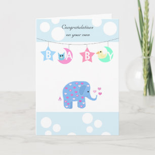 Carte Félicitations aux bébés éléphants