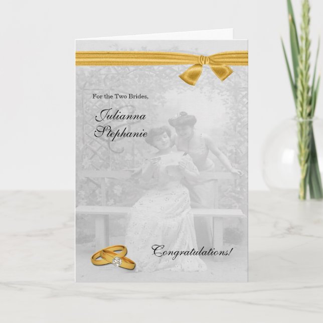 Carte Félicitations aux deux mariées pour leur mariage g (Devant)