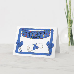 Carte Félicitations aux diplômés Bleu