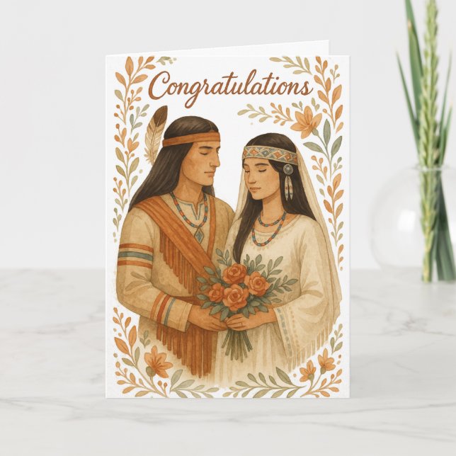 Carte Félicitations aux Mariages amérindiens (Devant)